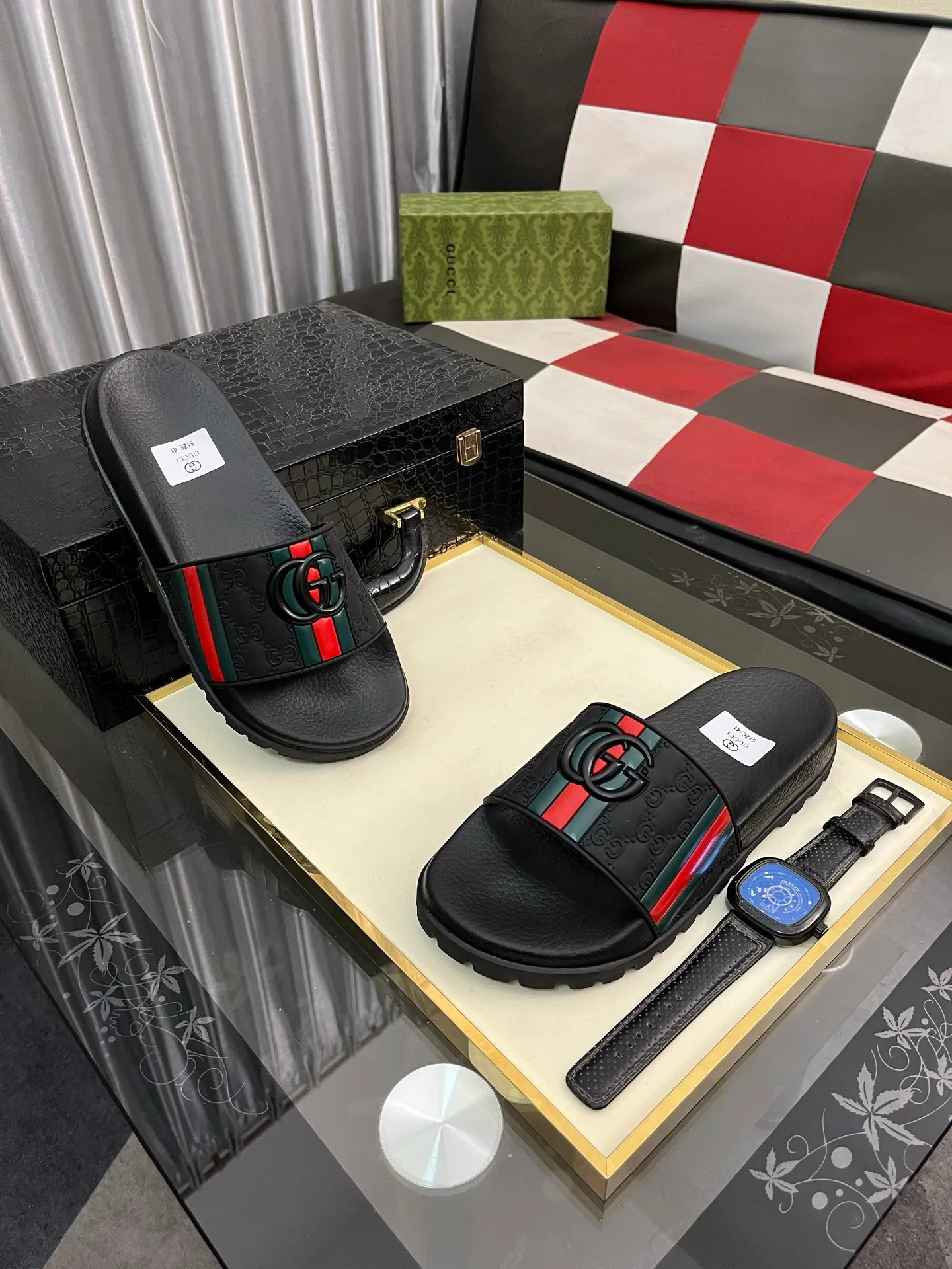 Men's men's shoes💰260⌚️⌚️ＧＵＣＣＩ.Gucci.Official website 1:1 popular slippers hot sale! Original original material 🩴 SIZE: 38-46 (45.46 non-refundable)